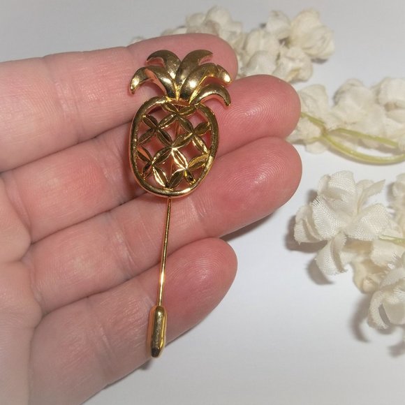 VINTAGE Gold Stick Pin, Avon Pin, Pineapple Jewelry, Pineapple Stick Pin, 7594 - Picture 4 of 4